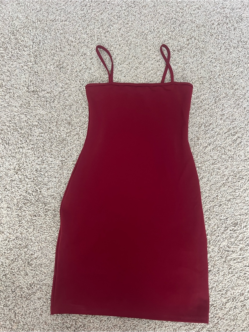 PrettyLittleThing Burgundy Spaghetti Strap Mini Dress